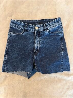 Divided Dark Blue Denim Raw Hem Shorts